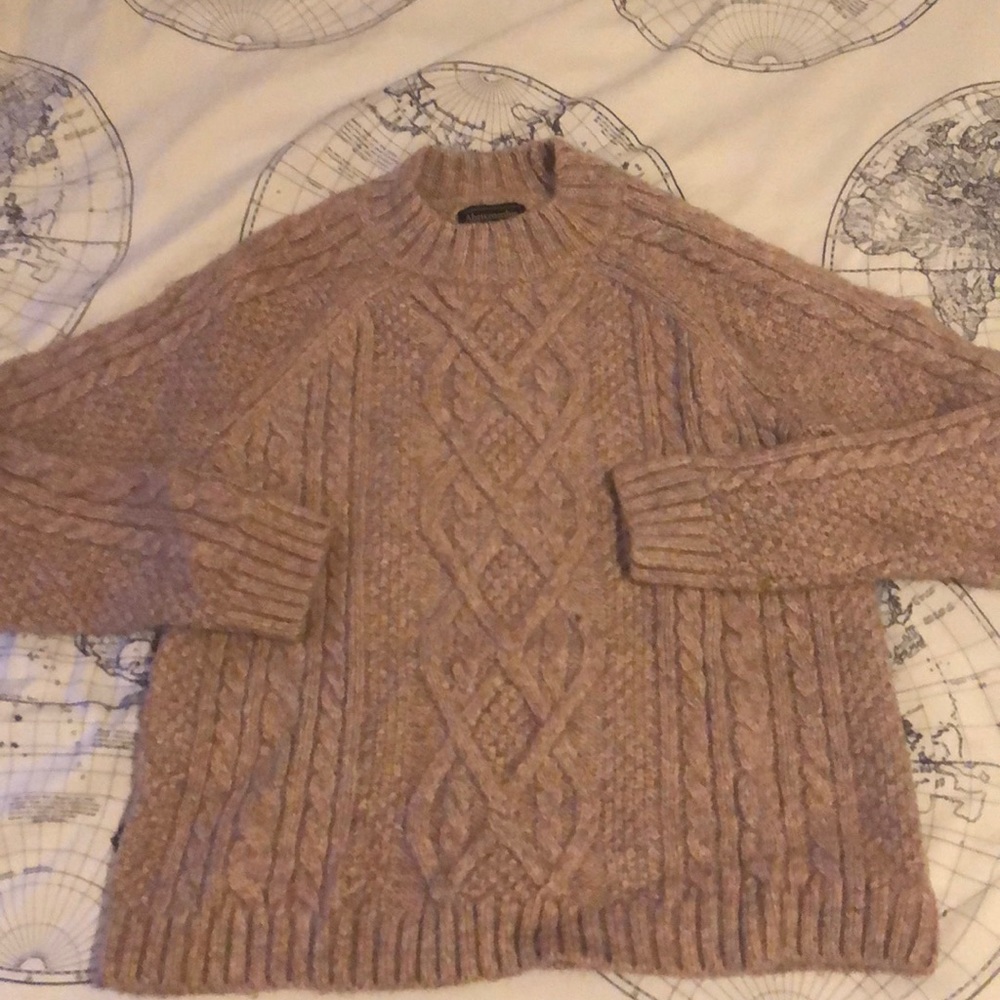 Pink cable knit Abercrombie sweater